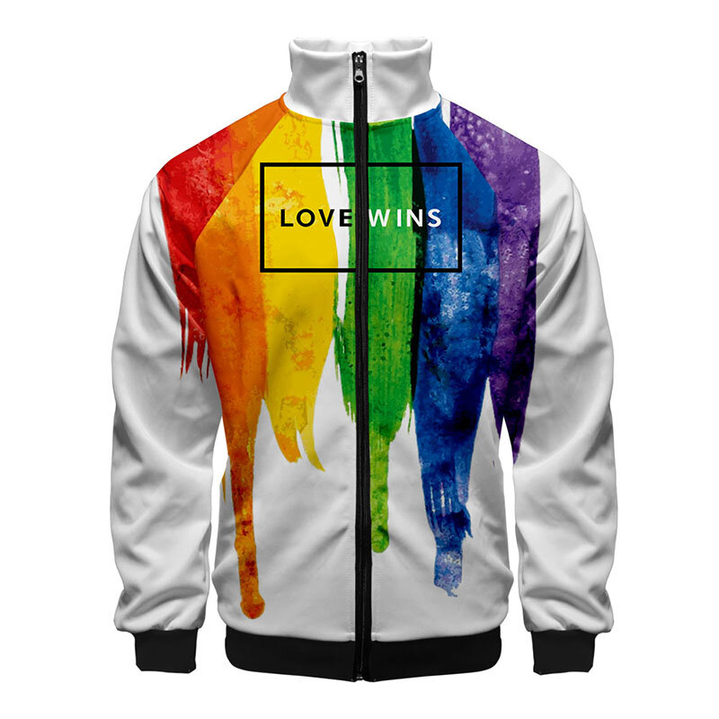 Coats LGBT Rainbow Flag Lesbians Gays Fashion Men Women Stand Collar Jackets Mens Harajuku Sweatshirt