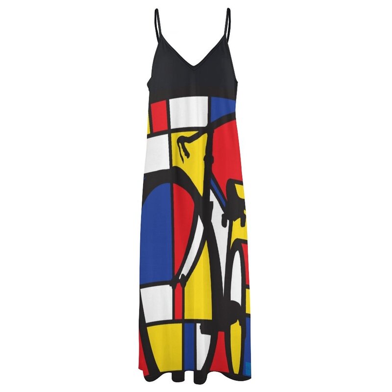 Mondrian Fahrrad Kunst ärmelloses Kleid Ballkleid Sommerkleid ung für Frauen Sommerkleider