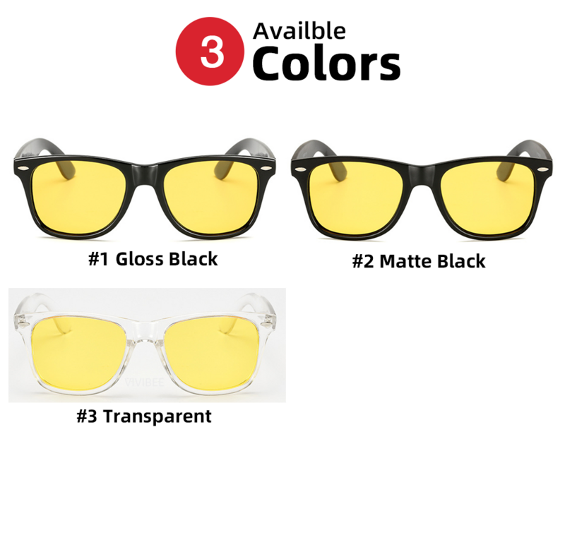 VIVIBEE классические очки ночного видения Мужские квадратные поляризованные линзы UV400 желтые солнцезащитные очки для женщин 2024 очки для вождения