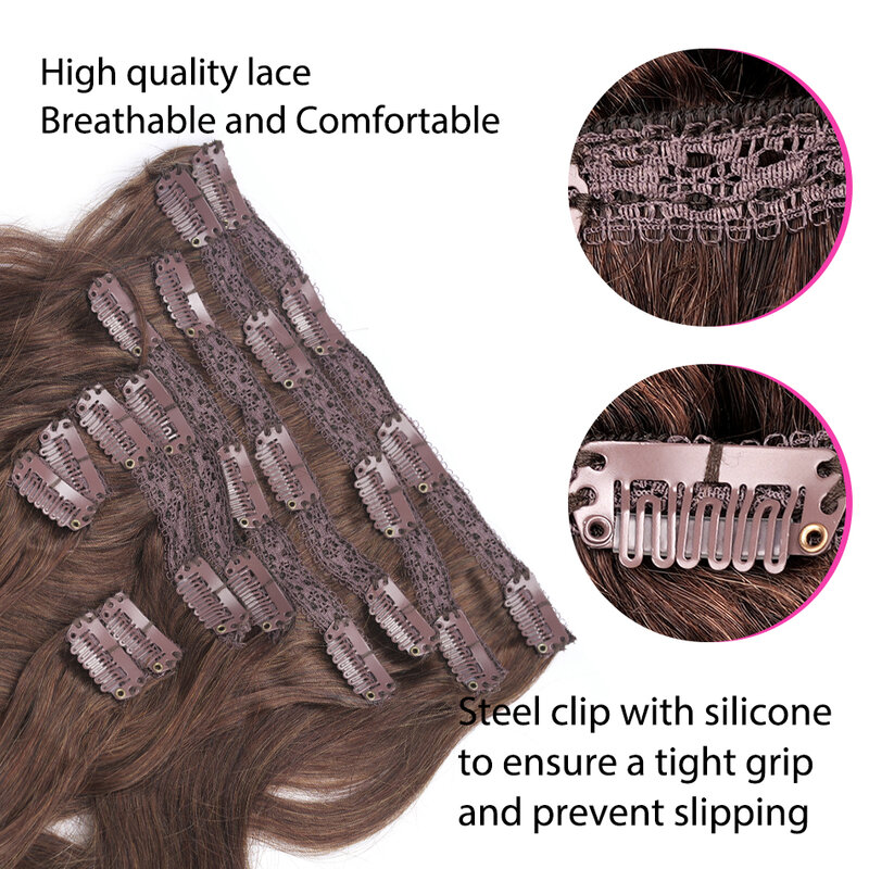 Extensions de cheveux humains à clipser pour femmes, vrais cheveux, naturel, droit, sans couture, 160 grammes, 14-28 ", 10 pièces