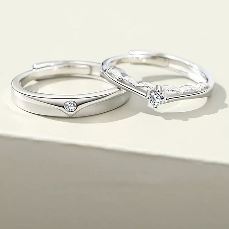 Monkton 100% S925 anelli principe e principessa in argento Sterling per gli amanti anelli coppia corona regolabile gioielli regalo anniversario
