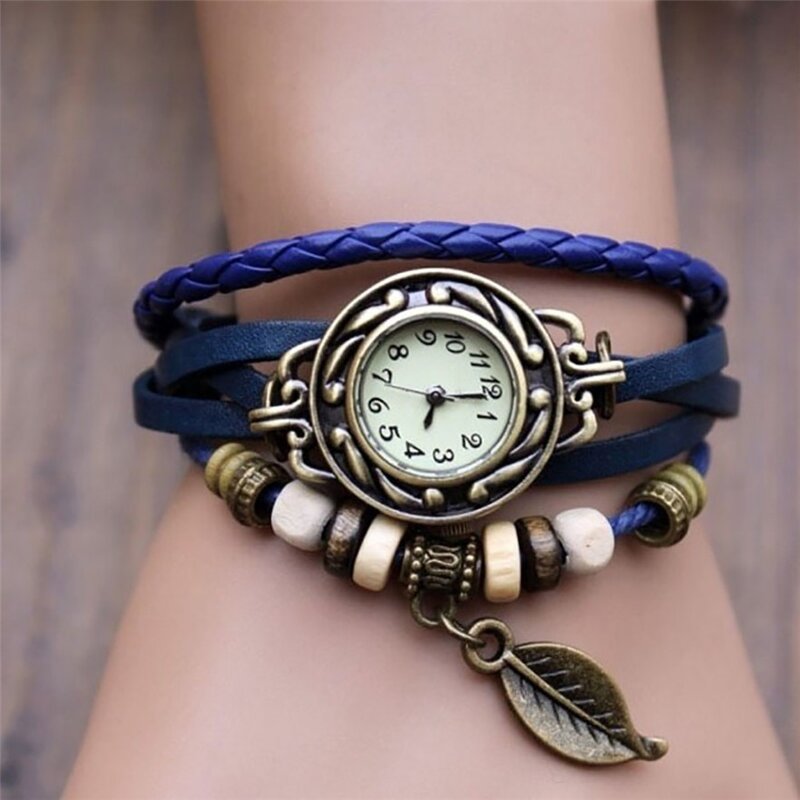 Женские модные часы Простой стиль ретро кожаный браслет