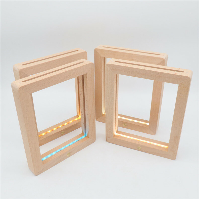 50Pcs Led Wooden Photo Frame Lamp USB Charge Table Night Light 3D Visual Image Bedroom Home Wedding Party Decoration Lighting