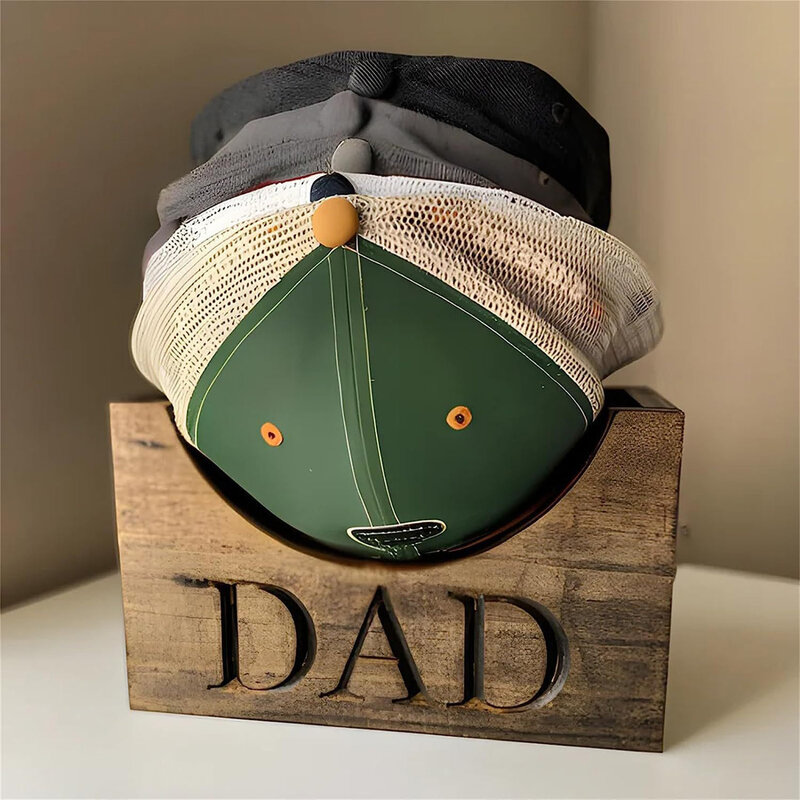 Soporte de madera para sombrero de papá, caja de almacenamiento resistente y duradera para oficina