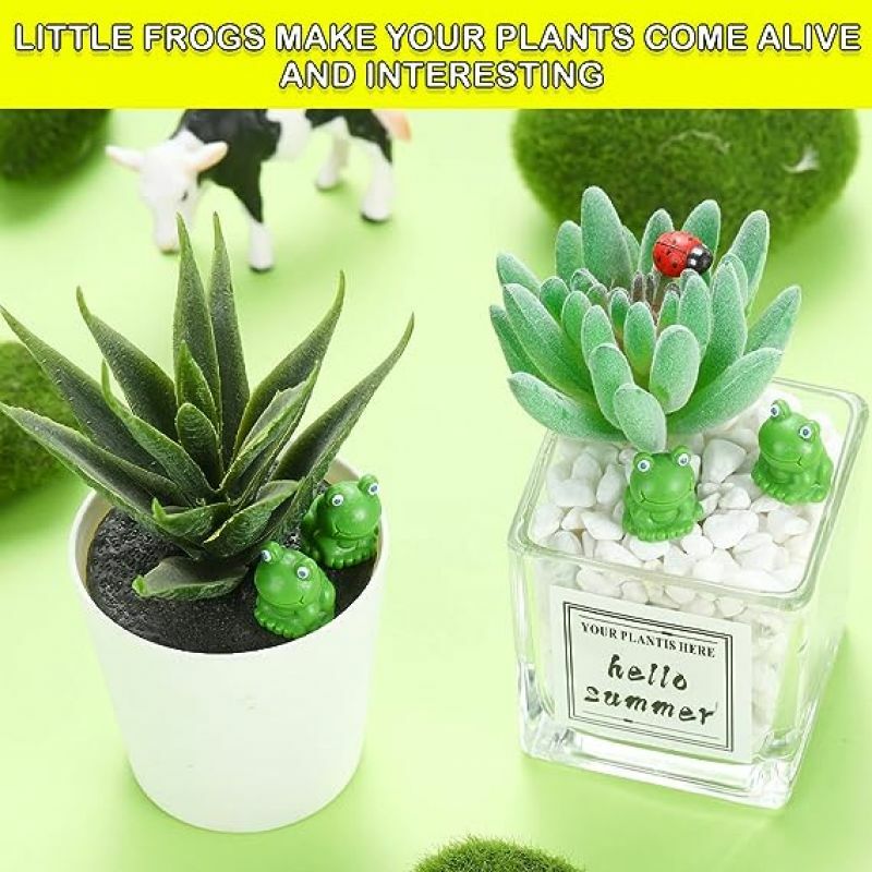 Minirana de plástico para decoración de jardín, figuritas de rana verde en miniatura para decoración del hogar, 50 piezas