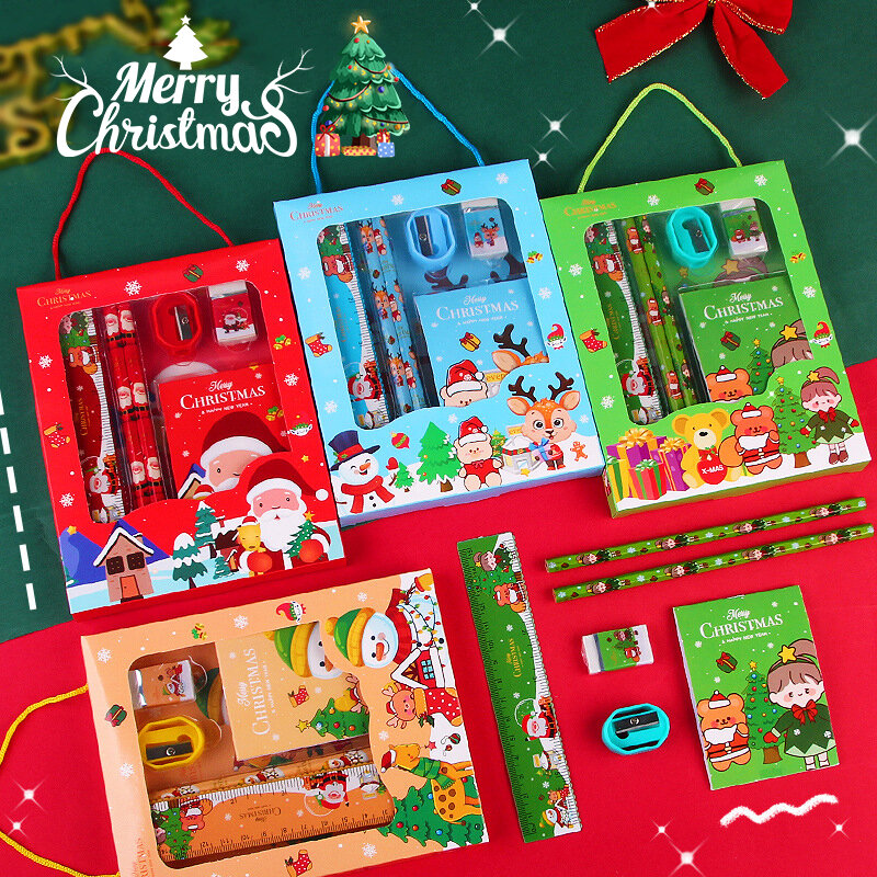 Christmas Stationery Gift Sets for Kids, School Kindergarten Gifts, Festival Gift for Children, Frete Grátis