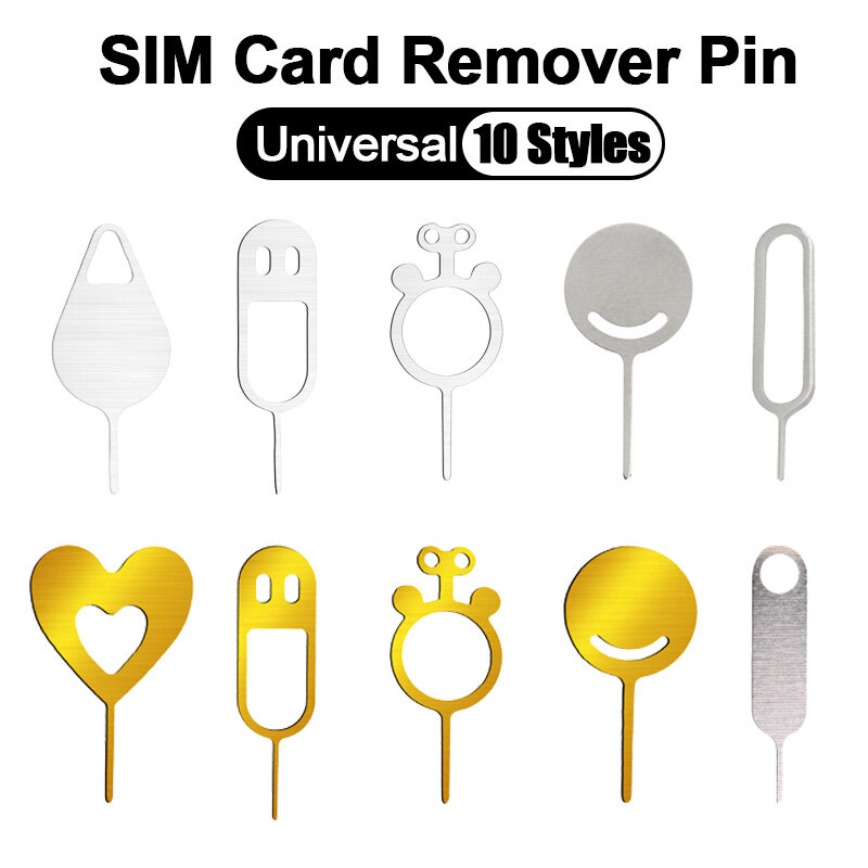 Removedor de cartão SIM ultra leve para smartphone, prático cartão SD, pino de ejeção, agulha ejetora de cartão, 10 estilos