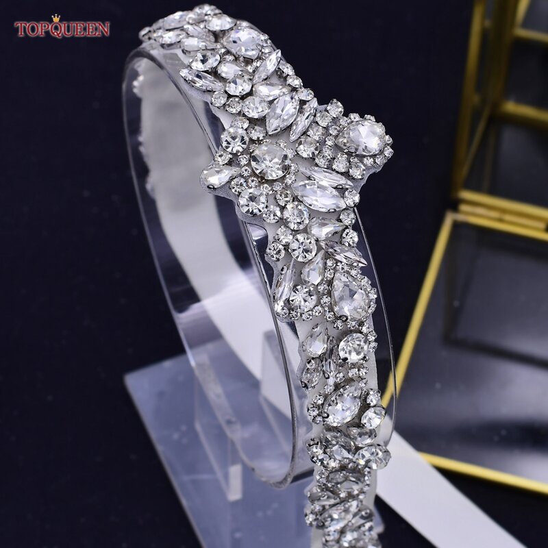 TOPQUEEN-Cinturón de diamantes de imitación S462 para mujer, faja árabe para boda, cinturón de fiesta para vestido, joyería, cinturón decorativo Formal para novia