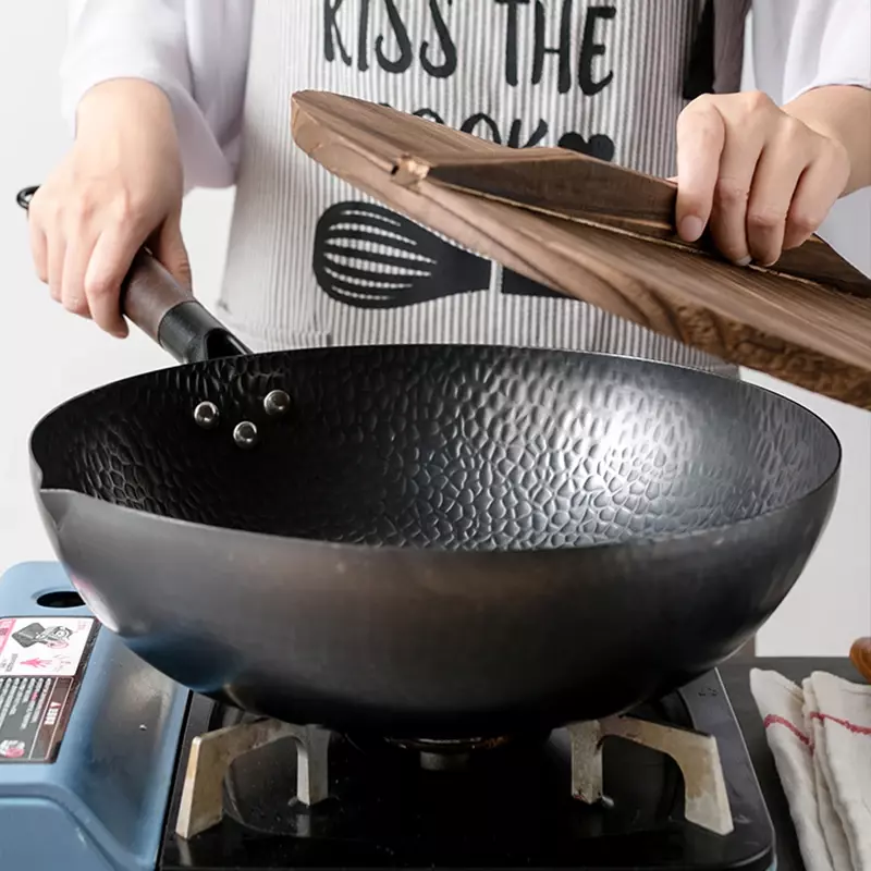 32 см китайская железная вок ручной работы с антипригарным покрытием кухонная посуда сковорода