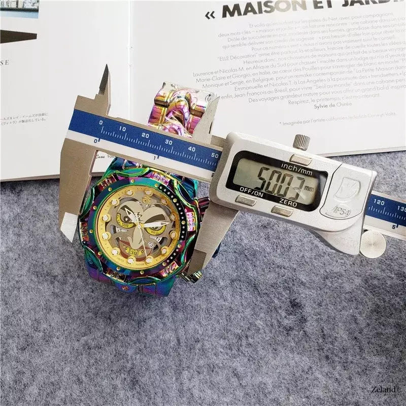 Relógio de quartzo cronógrafo unisex, reserva parafuso, função Zeus, invencível Big Dial, Joker, relógio original para homens