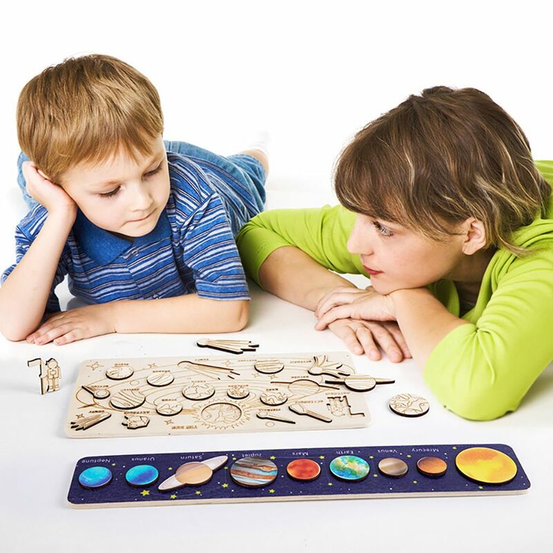Cadeau Montessori Vroeg Leren Voorschoolse Paneel Bijpassende Planeten Cognitie Puzzel Speelgoed Zonnestelsel Puzzel