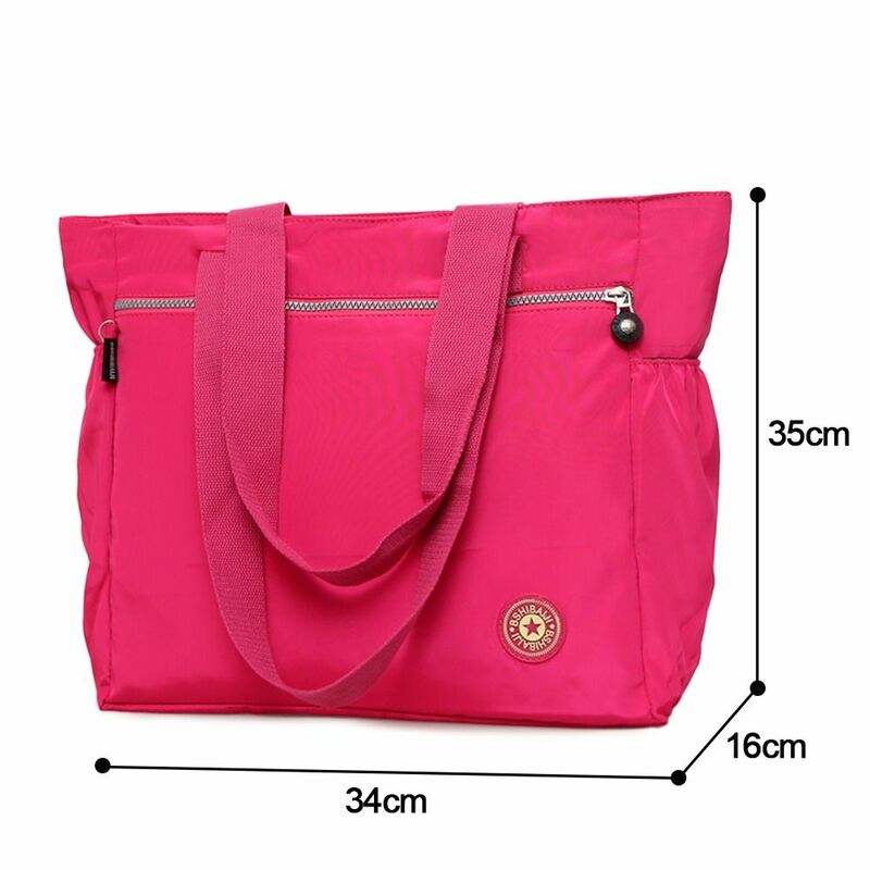 กระเป๋าใส่ของสำหรับผู้หญิงสีทึบกระเป๋าใส่กระเป๋าถือสะพายไหล่ผ้าไนลอนของผู้หญิงกระเป๋าช้อปปิ้ง