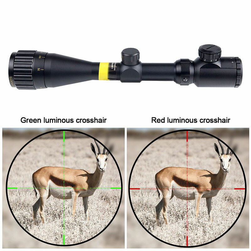 Tactical Iluminado Optical Cross Sight, Vermelho e Verde Iluminado Shotgun, Uso com 11mm 20mm Rifle, 4-16x44