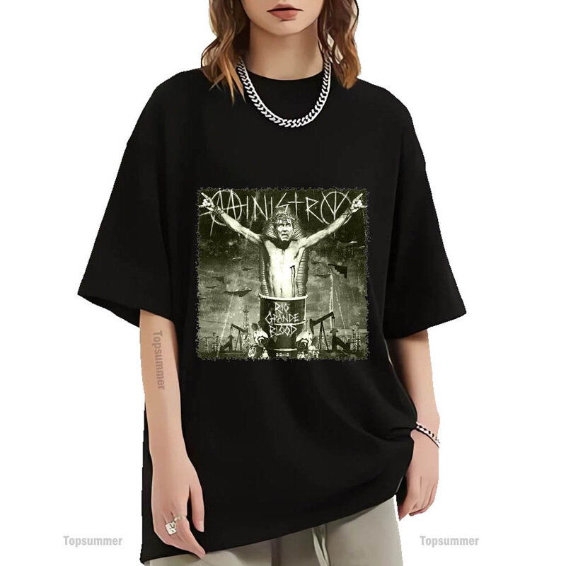 Rio Grande Blood Album T-Shirt Ministry Tour T Shirt Male Pop Fashion Black T Shirts Female Cotton Tops Tees