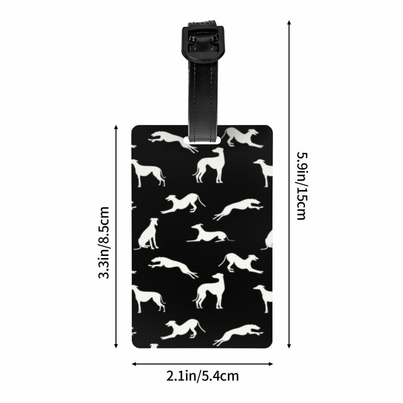 Greyt Greyhound Silhouettes Luggage Tag for Suitcases Funny Whippet Sighthound Dog Baggage Tags Privacy Cover Name ID Card