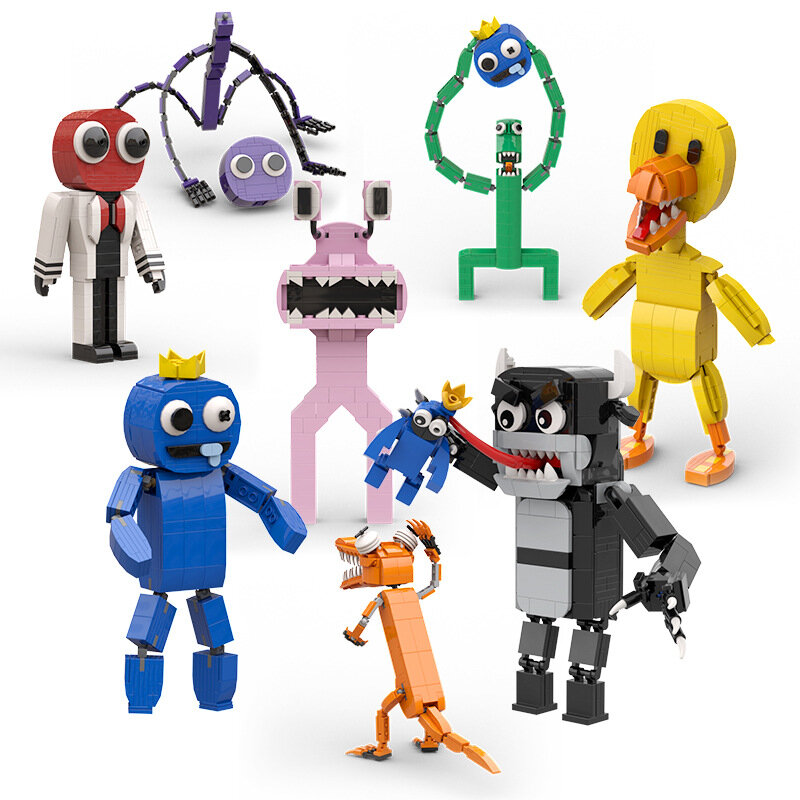 モンスタービルディングブロックセット,11個,レインボーブロック,ブルーグリーンカラー,DIYアニメモデル,おもちゃ