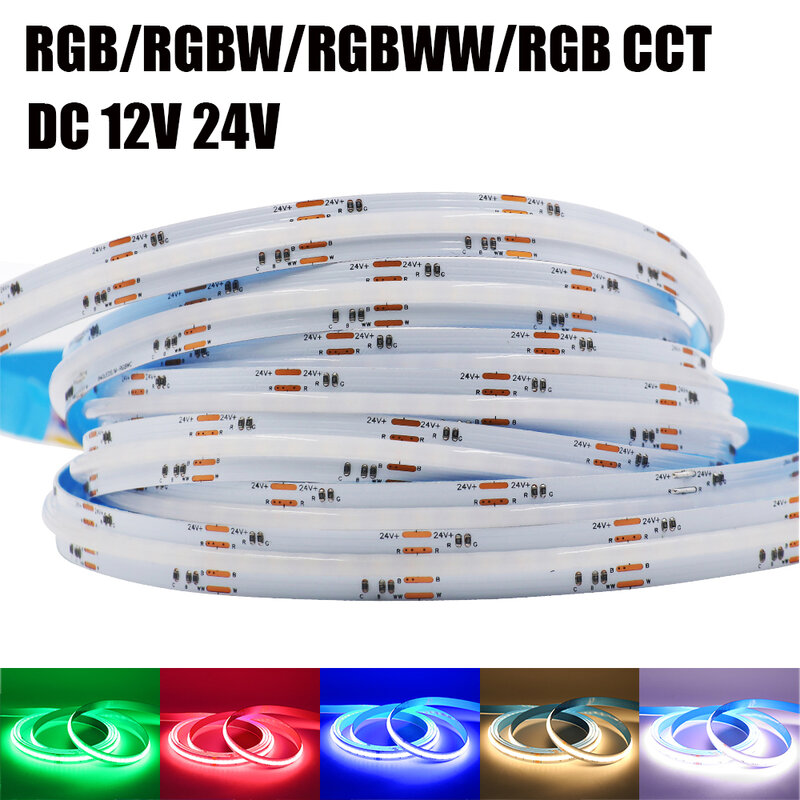 Tira de luces LED RGB RGBW RGBWW RGBCCT COB, cinta Flexible de diodo sin puntos de alto brillo, 12V, 24V, 840, 784Led/M