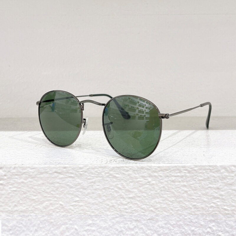 RB3447 kacamata bulat Titanium Pria Wanita, kacamata luar ruangan perlindungan UV400 Vintage desainer mode, buatan tangan kualitas terbaik
