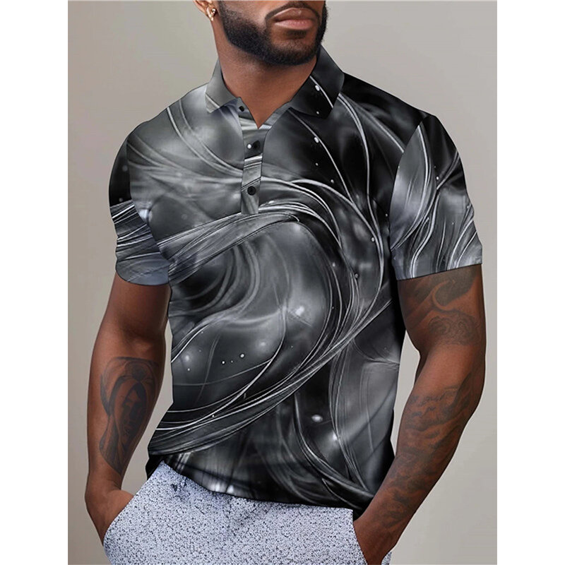 Polo graphique Icidal pour homme, impression 3D, chemises de golf, streetwear, manches courtes, coloré, extérieur, 03/Wear