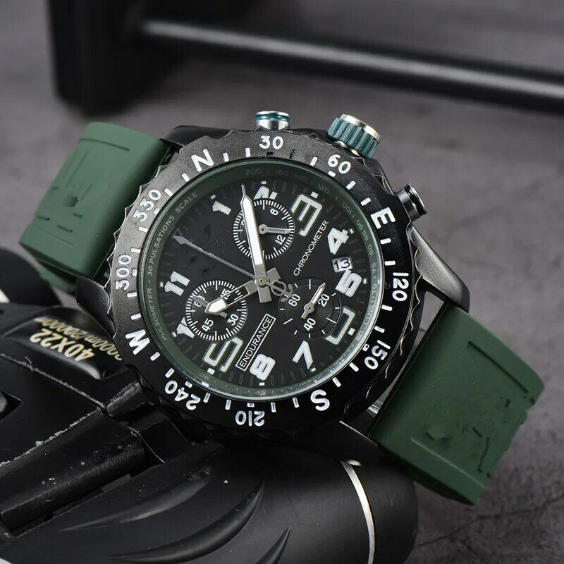 Мужские наручные часы с резиновым ремешком, 44 мм