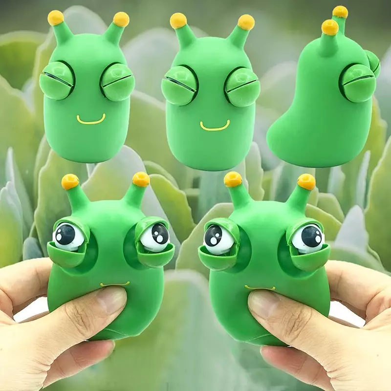 1-3Pcs Cute Googly Eyes Crawly Worm Burst Eyes Decompression Children's Puzzle Pinch Music Interactive Toys Gift Funny Bug Toy