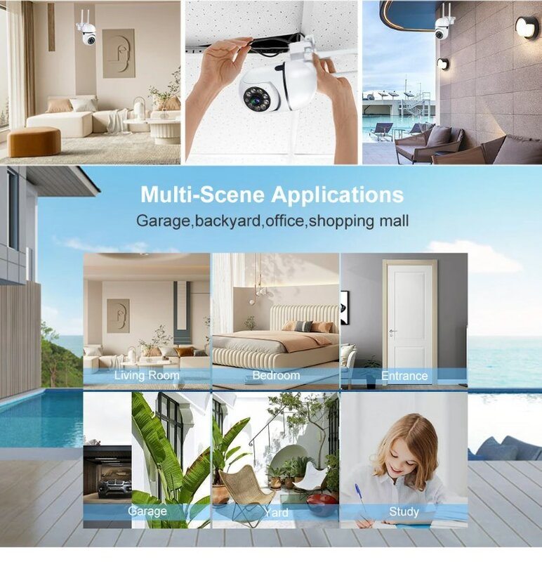 屋外監視カメラPTZIP WiFi HD 3MP,ワイヤレスセキュリティデバイス,人間検出,自動追跡,暗視,防水