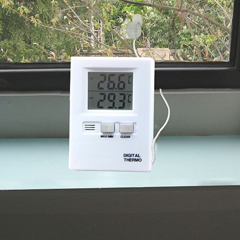 Termometer dalam ruangan, alat tampilan ABS pasang dinding elektronik tempratur Saluran ganda