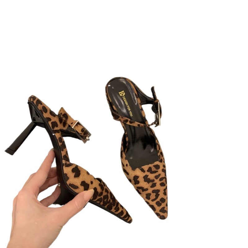 Zapatillas de tacón alto para mujer, Zapatos de goma, tacón grueso, Pu, verano, gran oferta, 2024