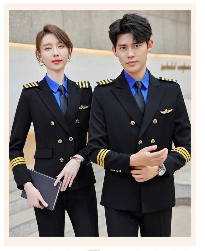 Double-Breasted Security Overalls Business Suit Captain Aviation School Stewardess Railway Class Uniform