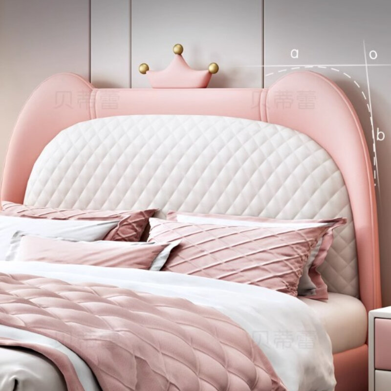 Girls Simple Childrens Bed Pink Pretty Loft Princess Children Beds Light Luxury Camas De Dormitorio Furniture Home