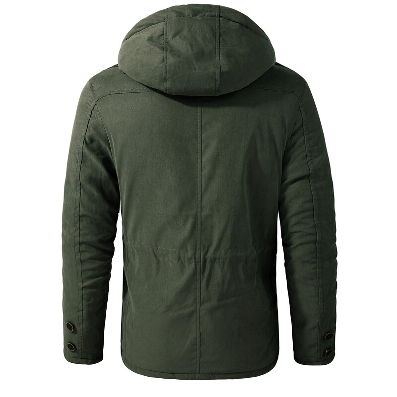 Mens Winter New Military Jackets Casual Thicken Fleece Lined Jacket Parka Men Hooded Warm Outdoor Cargo Outwear Windbreaker Coat