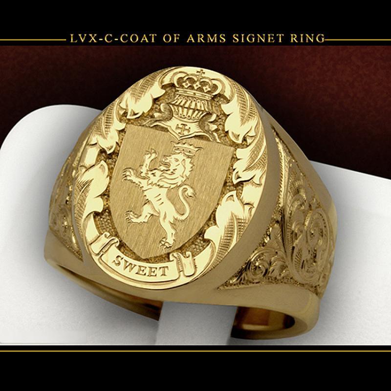 Ring Mannen Trends 2024 Kroon Leeuwenschild Badge Ring 18K Geel Goud Kleur Koninklijke Zegel Heren Ring Voor Feest Cadeau Voor Jongen
