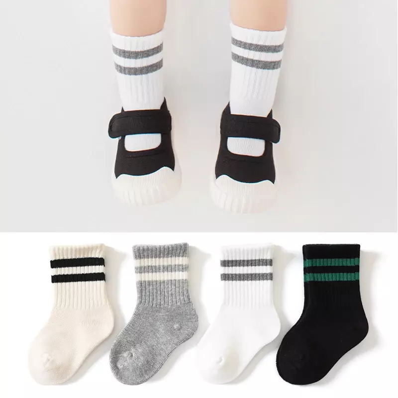 New Children Solid Color Sport Socks Cotton Soft Tube Socks for Baby Infant Toddler Socks for Kids Boys Girls 6months-6years Old