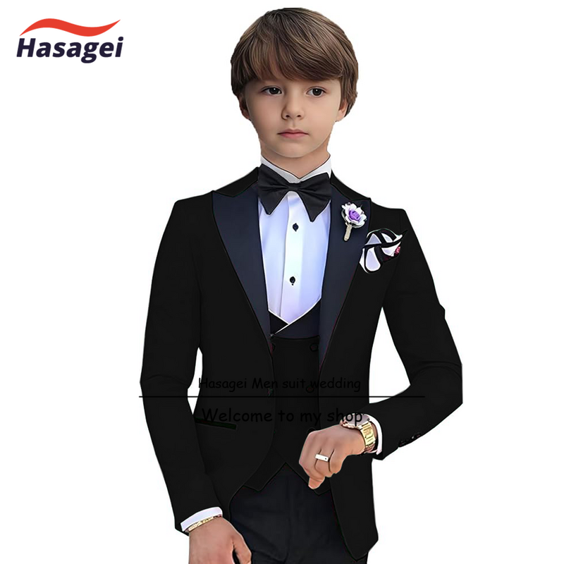Gelbe Jungen Anzug 10 Jahre alte Hochzeit Kinder Smoking benutzer definierte Größe Jacke Hosen Weste 3 Stück Set formelle Blazer Jungen