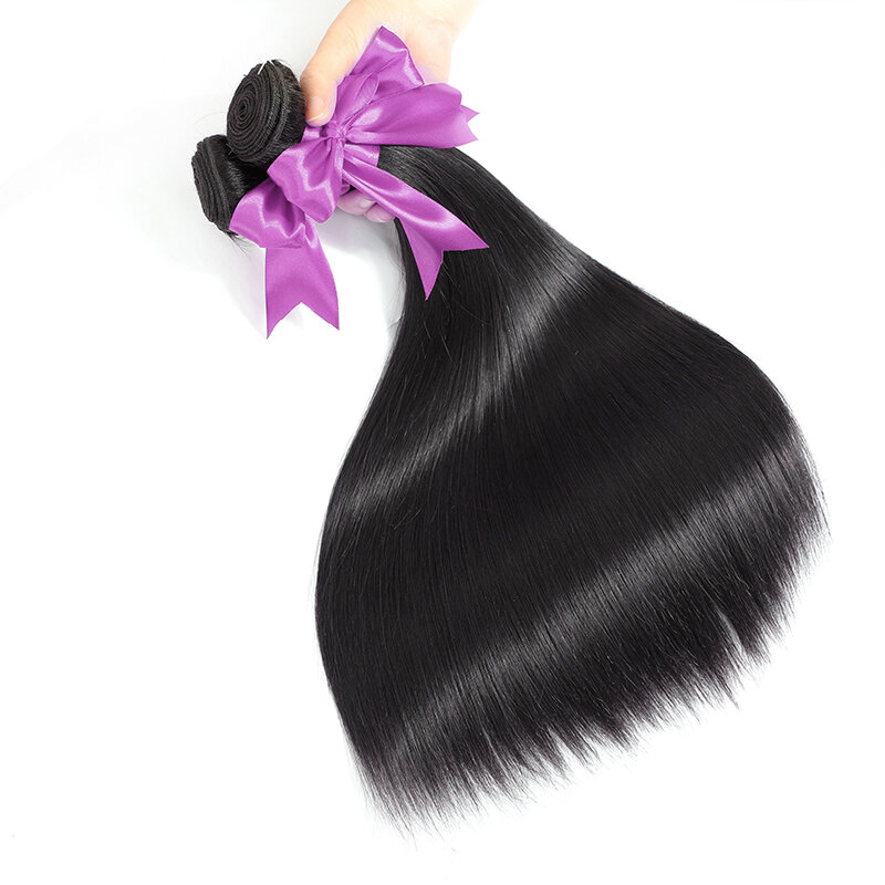 Straight Bundles 100% Human Hair 1/3/4 Raw Hair Bundles Deal Brazilian Hair Remy Extension Double Weft Hair Weaving For Women