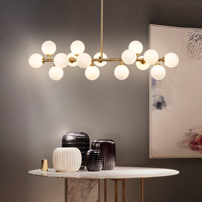 Creative Glass Ball LED Chandelier Living Room Restaurant Bedroom Kitchen Pendant Lamp Modern Decor Household Lighting Fixtures