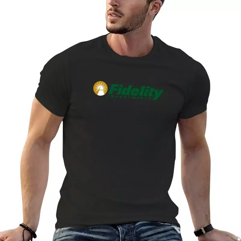 T-shirt masculina de algodão com logótipo Fidelity Investment, roupa clássica de verão, suor, algodão