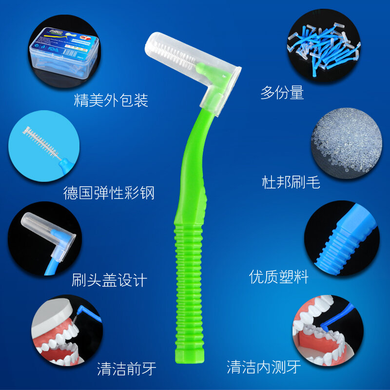 Cepillo Interdental curvo, cepillo de dientes de ortodoncia, cepillo de dientes de limpieza, cepillo de dientes, corrección de hueco dental