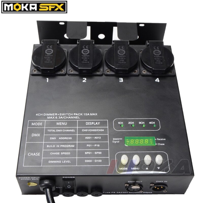 Multi Switch Pack Compact 4 Channel DMX Dimmer Pack With 16 Built in Light Programs 4CH Switcher For Stage LED Light Fixtures