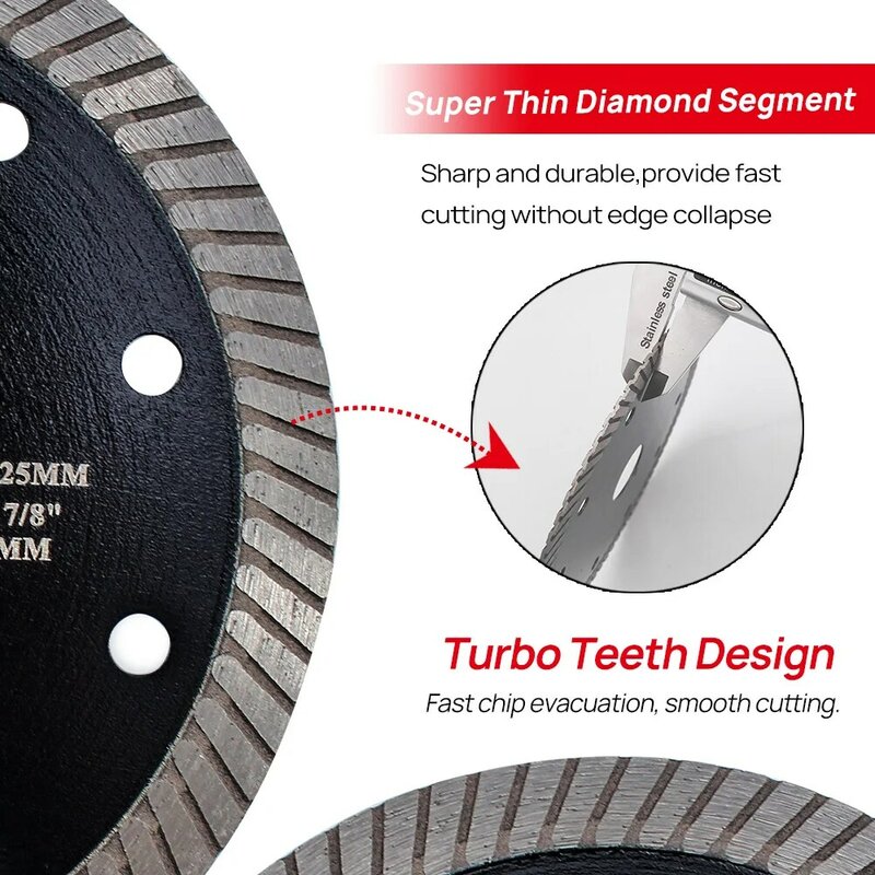 Disco de corte de diamante Turbo estrecho, hoja de sierra Circular para granito y mármol, diámetro de 180mm + 230mm, DT-DIATOOL, 2 unidades/pk