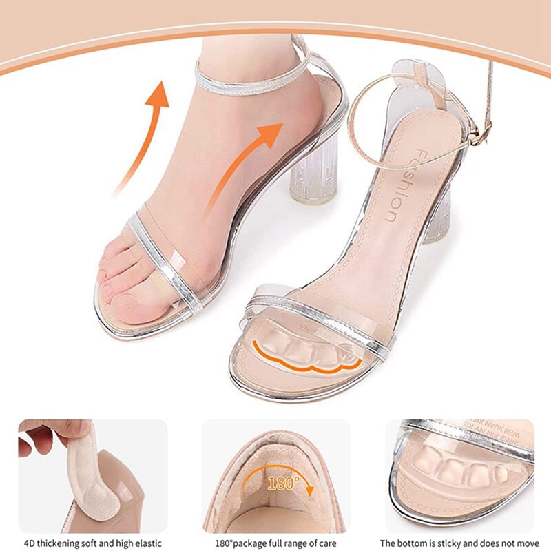 Non-Slip Silicone Forefoot Pads Pain Relief Women Inserts Self-adhesive Heel Gel High Heels Stickers Sandals Metatarsal Cushions