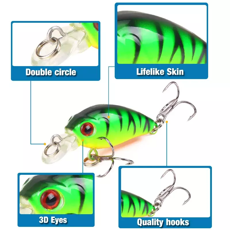 1 pz Minnow Fishing Lure 45mm 3.8g Crankbait Hard Bait Topwater artificiale Wobbler Bass giappone Fly Fishing accessori