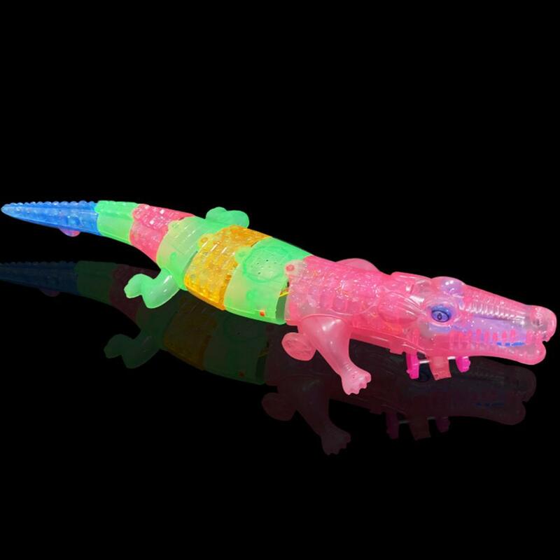Grosir & Dropshipping mainan buaya portabel pendidikan musik elektrik LED bercahaya hewan Model mainan untuk anak-anak