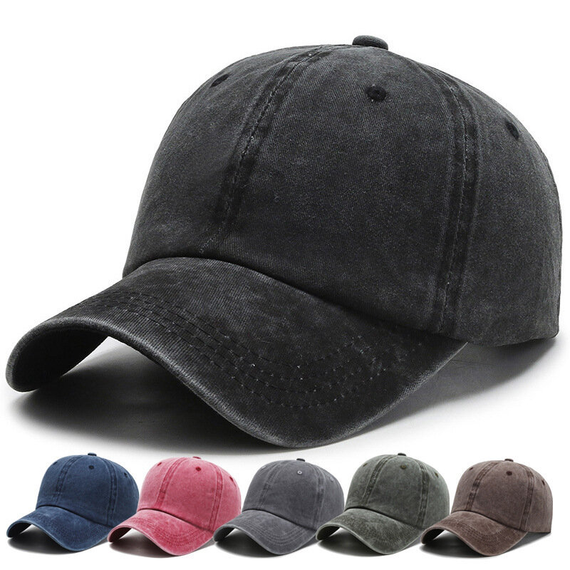 หมวกเบสบอลผ้าฝ้ายฟอกสีแบบย้อนยุคหมวกคู่ปรับได้สำหรับผู้หญิงและผู้ชายหมวกแฟชั่นคุณภาพสูงหมวกสแน็ปแบ็ก