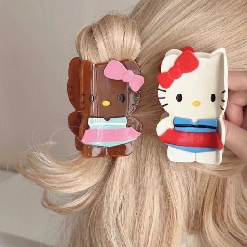 Kawaii Sanrio Hello Kitty Hairpin Anime Figure Y2K Girl Hair Accessories Japanese Cartoon Retro Fashion Grip Girlfriend Gift