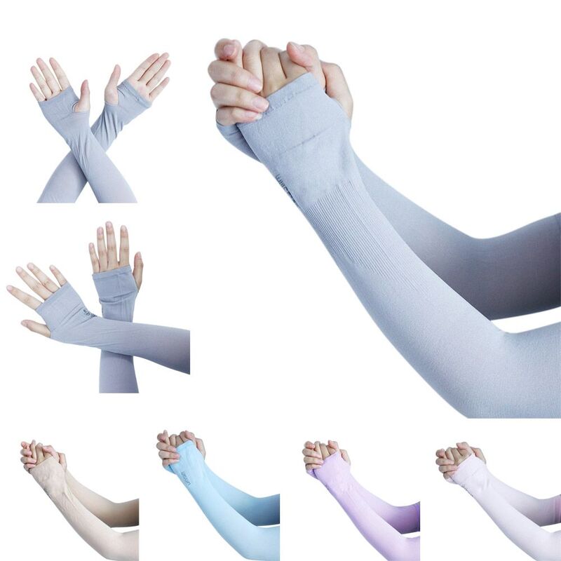 Protetor solar capa de mão longa para mulheres, proteção solar, mosquitos e proteção UV, mangas metade do dedo, luvas de proteção solar