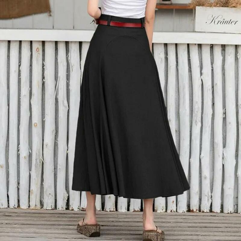 1Pc Breathable Women Maxi Skirt High Waist Irregular Large Hem Long Skirt Solid Color A-Line Soft Loose Fit Skirt Streetwear