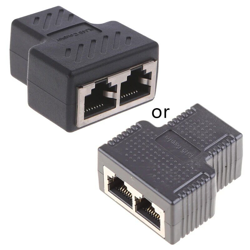 1 ke 2 cara kabel Ethernet LAN RJ45 Female Splitter Connector Adapter X6HB