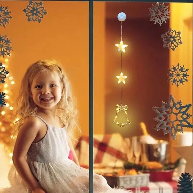 Luces LED de estrella de Navidad para ventana, decoración navideña con batería