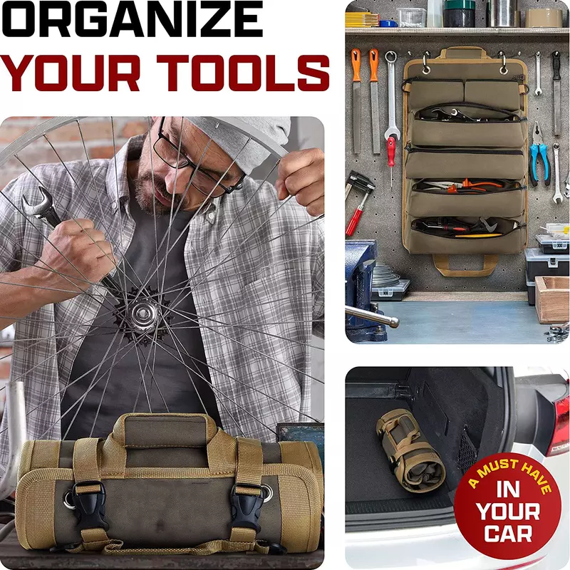 Bolsa de herramientas multiusos, Organizador Profesional de alta calidad, multibolsillo, enrollable, portátil, pequeña
